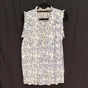C - Roberta Roller Rabbit Blue and White Floral Blouse